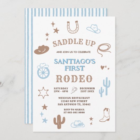 My First Rodeo Cowboy Birthday Kaart (Voorkant / Achterkant)