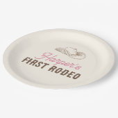 My First Rodeo Personalized Pink Cowgirl Birthday Papieren Bordje (Gekanteld)