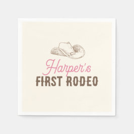 My First Rodeo Personalized Pink Cowgirl Birthday Servet