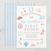 My First Rodeo Southern Twins Cowboy Birthday  Kaart (Voorkant / Achterkant)