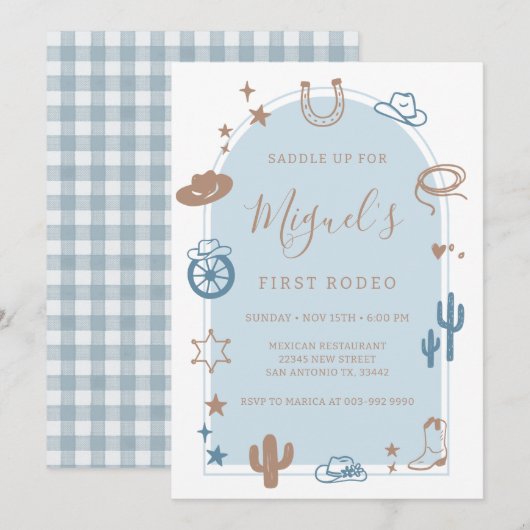 My First Rodeo Southern Wild West Cowboy Birthday  Kaart (Voorkant / Achterkant)