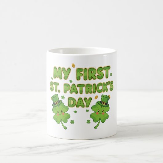 My First St. Patrick's Day | Cute Kawaii Shamrock Koffiemok (Center)