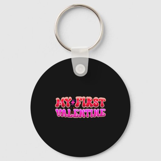 My First Valentine Heart Stars Fun Celebration  Sleutelhanger (Voorkant)