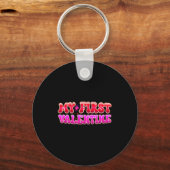 My First Valentine Heart Stars Fun Celebration  Sleutelhanger (Voorkant)