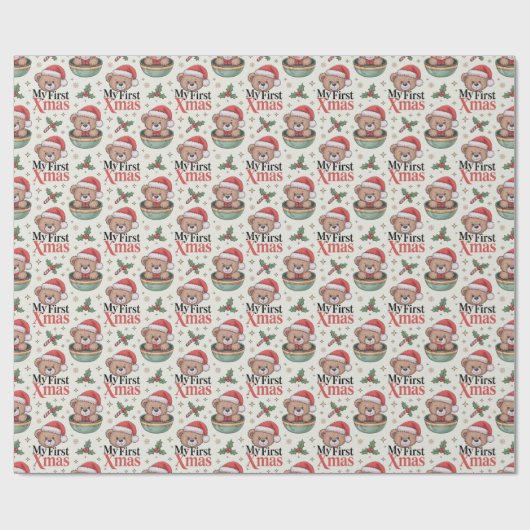 My First Xmas Teddy  Cadeaupapier (Vlak)