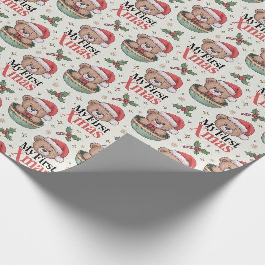 My First Xmas Teddy Cadeaupapier (Hoek)
