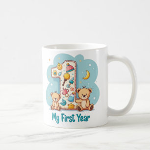 "My First Year AdBy Baby Milestone Teddy Bear Koffiemok