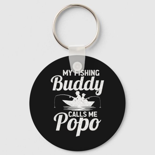My Fishing Buddies Calls Me Popo Father's Day Fish Sleutelhanger (Voorkant)