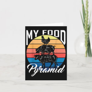 My Food Pyramid Koe Varkenskip Funny BBQ Smoker B Kaart
