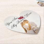 "My Forever Love" Red Rose Elegant Heart Shape Kartonnen Onderzetters (Gekanteld)