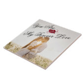 "My Forever Love" Red Rose Elegant Script Foto Tegeltje (Zijkant)