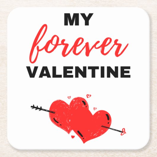 My Forever Valentijn Black Kartonnen Onderzetters (Voorkant)