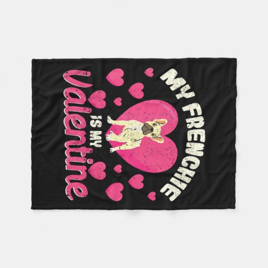 My Frenchie Is My Valentine Valentines Day French Fleece Deken (Voorkant (Horizontaal))