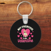 My Frenchie Is My Valentine Valentines Day French Sleutelhanger (Voorkant)