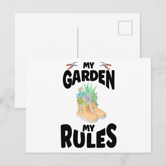 My Garden My Rules Rubber Boots Garden Briefkaart (Voorkant / Achterkant)