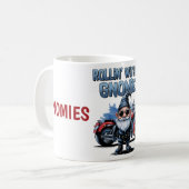 My Gnomies Funny Motorcycle Gnome Coffee Mug Koffiemok (Voorkant links)