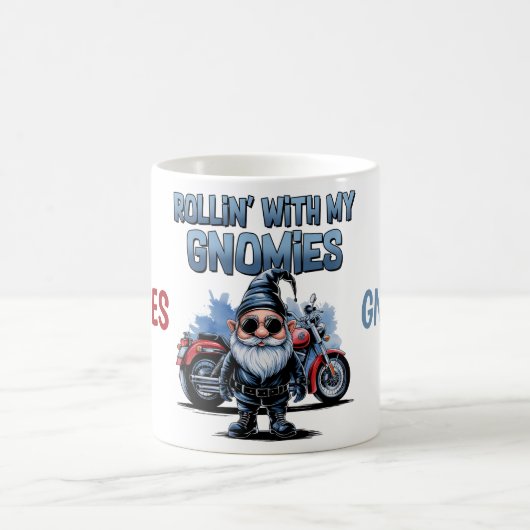 My Gnomies Funny Motorcycle Gnome Coffee Mug Koffiemok (Center)