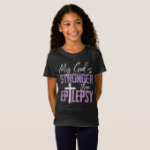 My God Is Stronger Than Epilepsy Awareness Ribbon T-shirt (Voorkant volledig)