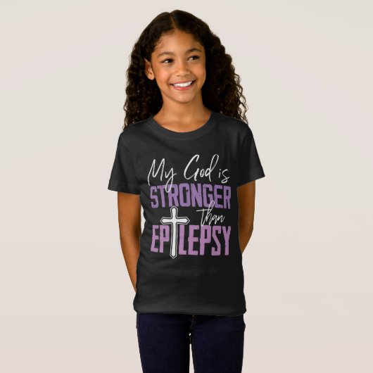 My God Is Stronger Than Epilepsy Awareness Ribbon T-shirt (Voorkant volledig)