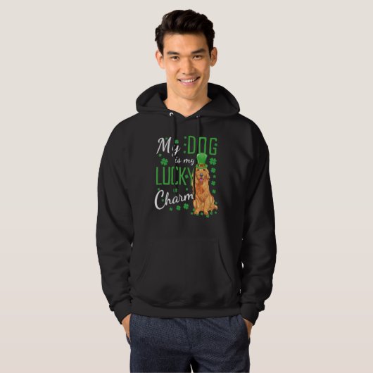 My Golden Retriever Is My Lucky Charm Funny St Pat Hoodie (Voorkant volledig)