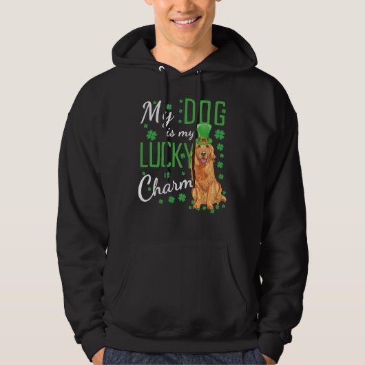My Golden Retriever Is My Lucky Charm Funny St Pat Hoodie (Voorkant)