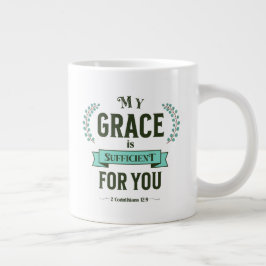 My Grace is Sufficient Scripture Teal Grote Koffiekop