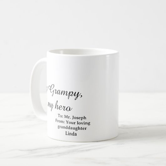 My Grampy My Hero Grandpa Coffee Mug Koffiemok (Voorkant links)