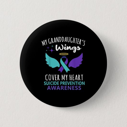My Granddaughters Wings Cover Heart Suicide Awaren Ronde Button 5,7 Cm (Voorkant)