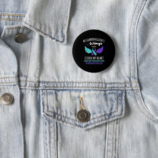 My Granddaughters Wings Cover Heart Suicide Awaren Ronde Button 5,7 Cm (In situ)