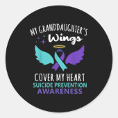 My Granddaughters Wings Cover Heart Suicide Awaren Ronde Sticker (Voorkant)