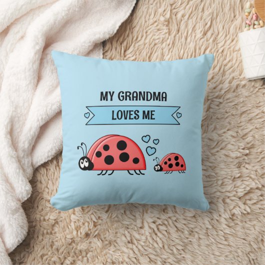 My Grandma loves me ladybugs blue baby Kussen (Deken)