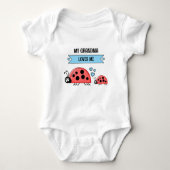 My Grandma loves me ladybugs blue Romper (Voorkant)