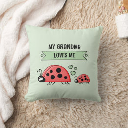My Grandma loves me ladybugs green baby Kussen