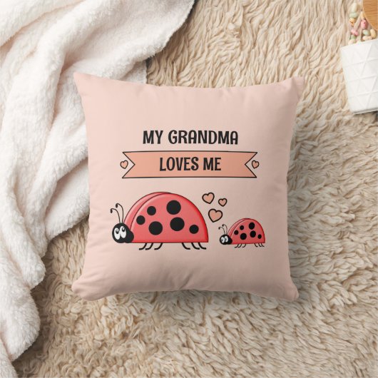My Grandma loves me ladybugs peach baby Kussen (Deken)