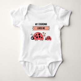 My Grandma loves me ladybugs peach Romper