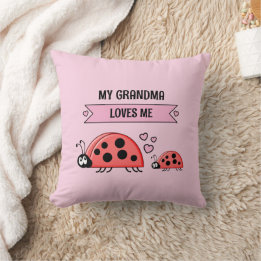 My Grandma loves me ladybugs pink baby Kussen