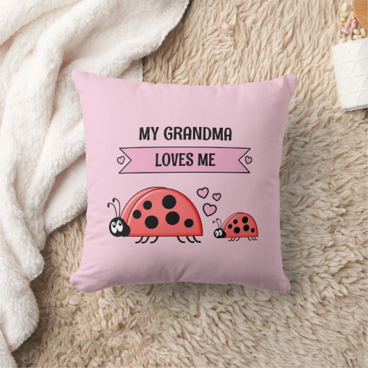 My Grandma loves me ladybugs pink baby Kussen (Deken)