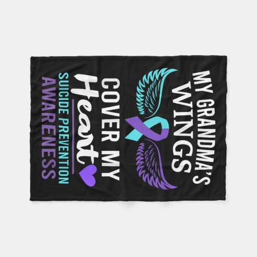 My Grandma's Wings Cover Heart Suicide Awareness R Fleece Deken (Voorkant (Horizontaal))