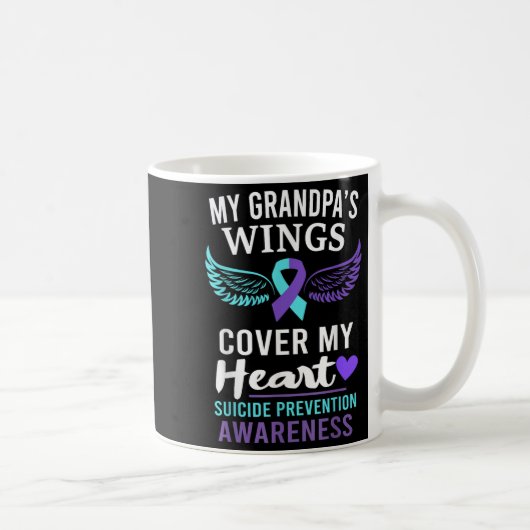 My Grandpa's Wings Cover Heart Suicide Awareness R Koffiemok (Rechts)