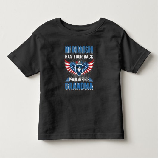 My grandson has your back proud air grandma gift kinder shirts (Voorkant)
