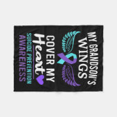 My Grandson's Wings Cover Heart Suicide Awareness  Fleece Deken (Voorkant (Horizontaal))