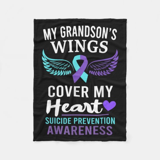 My Grandson's Wings Cover Heart Suicide Awareness  Fleece Deken (Voorkant)