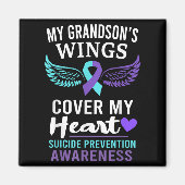 My Grandson's Wings Cover Heart Suicide Awareness  Magneet (Voorkant)
