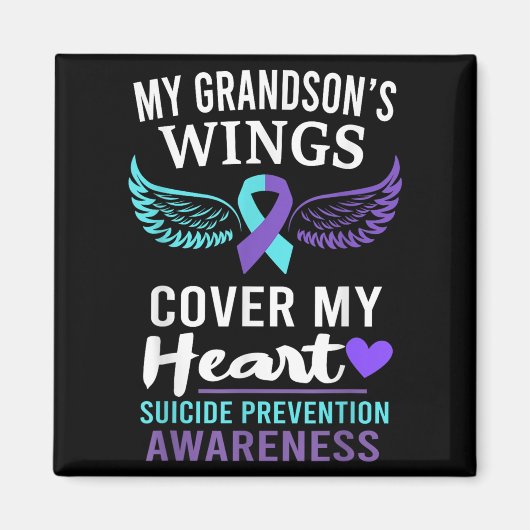 My Grandson's Wings Cover Heart Suicide Awareness  Magneet (Voorkant)
