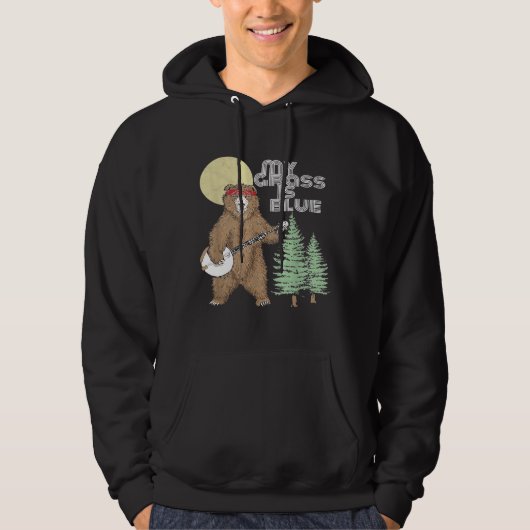 My Grass Is Blue Banjo Bear   Hippie Grizzly2 Hoodie (Voorkant)