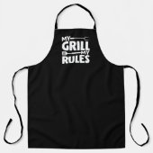 My Grill My Rules Funny BBQ Logo Black Schort (Voorkant)