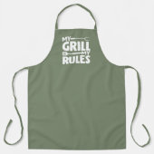 My Grill My Rules Funny BBQ Logo Green Schort (Voorkant)