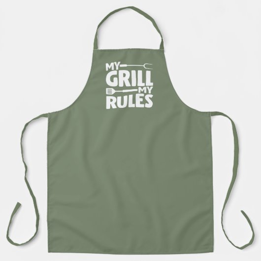 My Grill My Rules Funny BBQ Logo Green Schort (Voorkant)