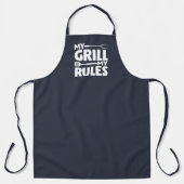 My Grill My Rules Funny BBQ Logo Navy Blue Schort (Voorkant)