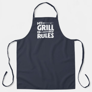 My Grill My Rules Funny BBQ Logo Navy Blue Schort
